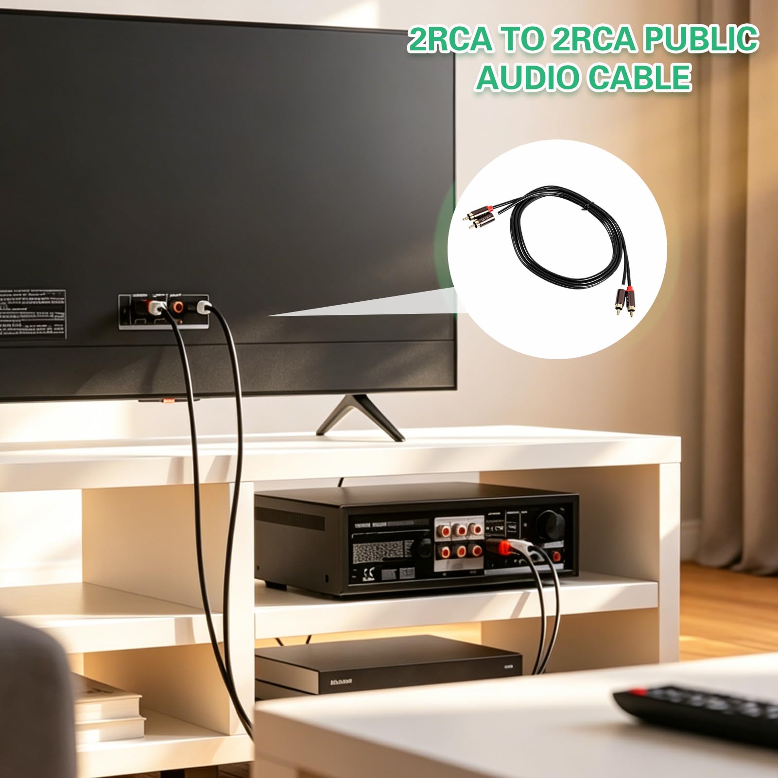 Cinch Kabel 1,5m, Stereo Audio Kabel, Cinch RCA Audio Kabel 2x Stecker auf 2x Stecker Stereo Audiokabel für HiFi Anlage Receiver Verstärker TV Heimkino DVD Blu-ray Player Lautsprecher Verbindung