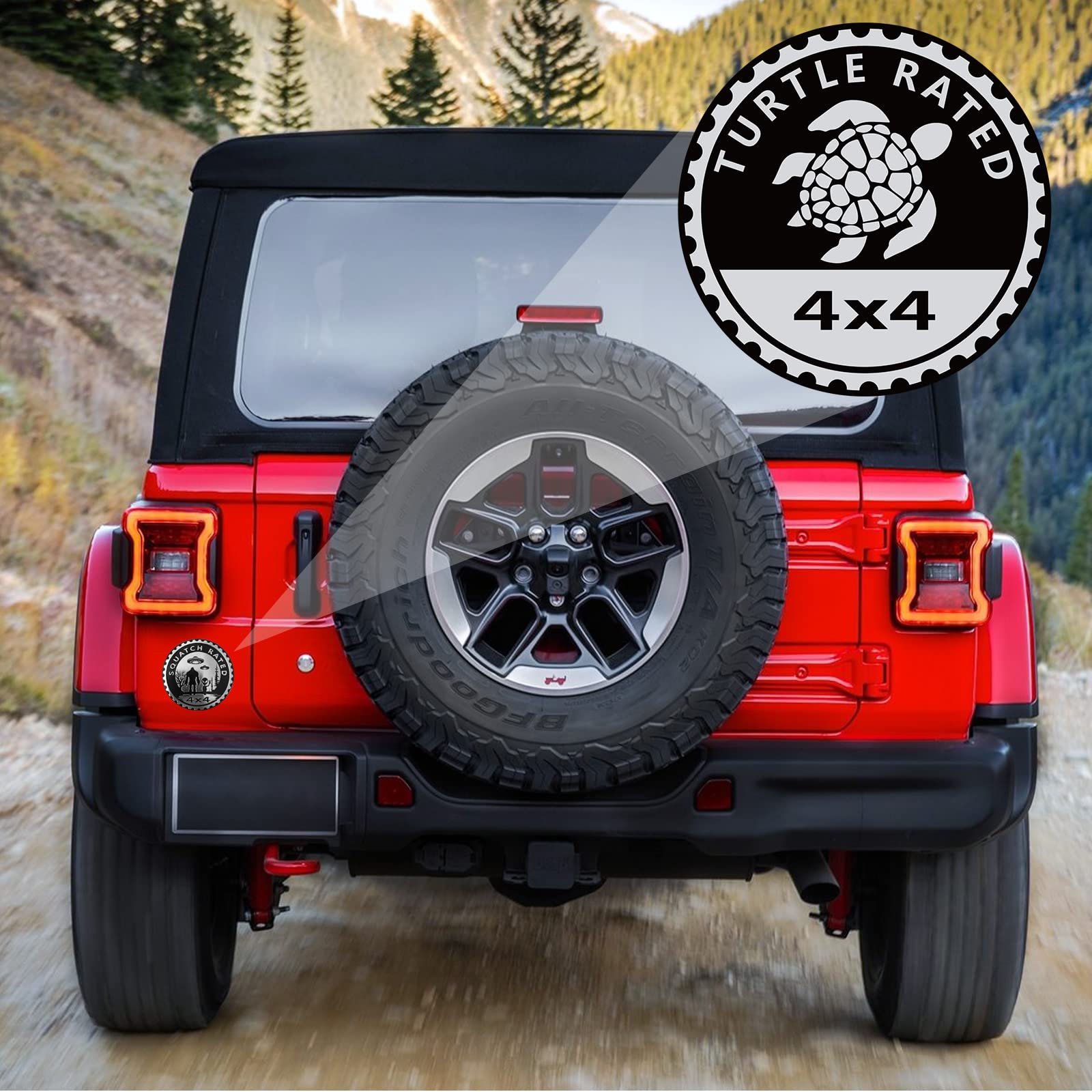 Turtle Badge Rated Car Emblem, 4 X 4 Metal Automotive Badge 3D Metal Cars Badges Emblems Round Emblem Decals Casr Badge Decals Stickers Compatible With Jeep Wrangler Vehicles Trucks SUV