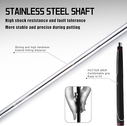 Miniatura 7 de PGM Putter de golf para hombres y mujeres, diseño de hoja con sistema de alineación fácil y eje escalonado, rodillo constante y estabilidad para