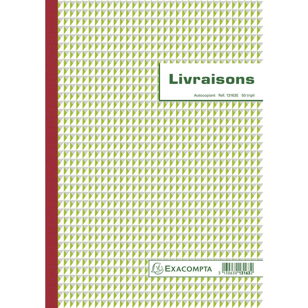 Exacompta - Ref. 13163E - 1 Manifold LIVRAISONS - 50 numbered carbonless sheets in 3 copies (1 original + 2 copies) - A4 format - made in France
