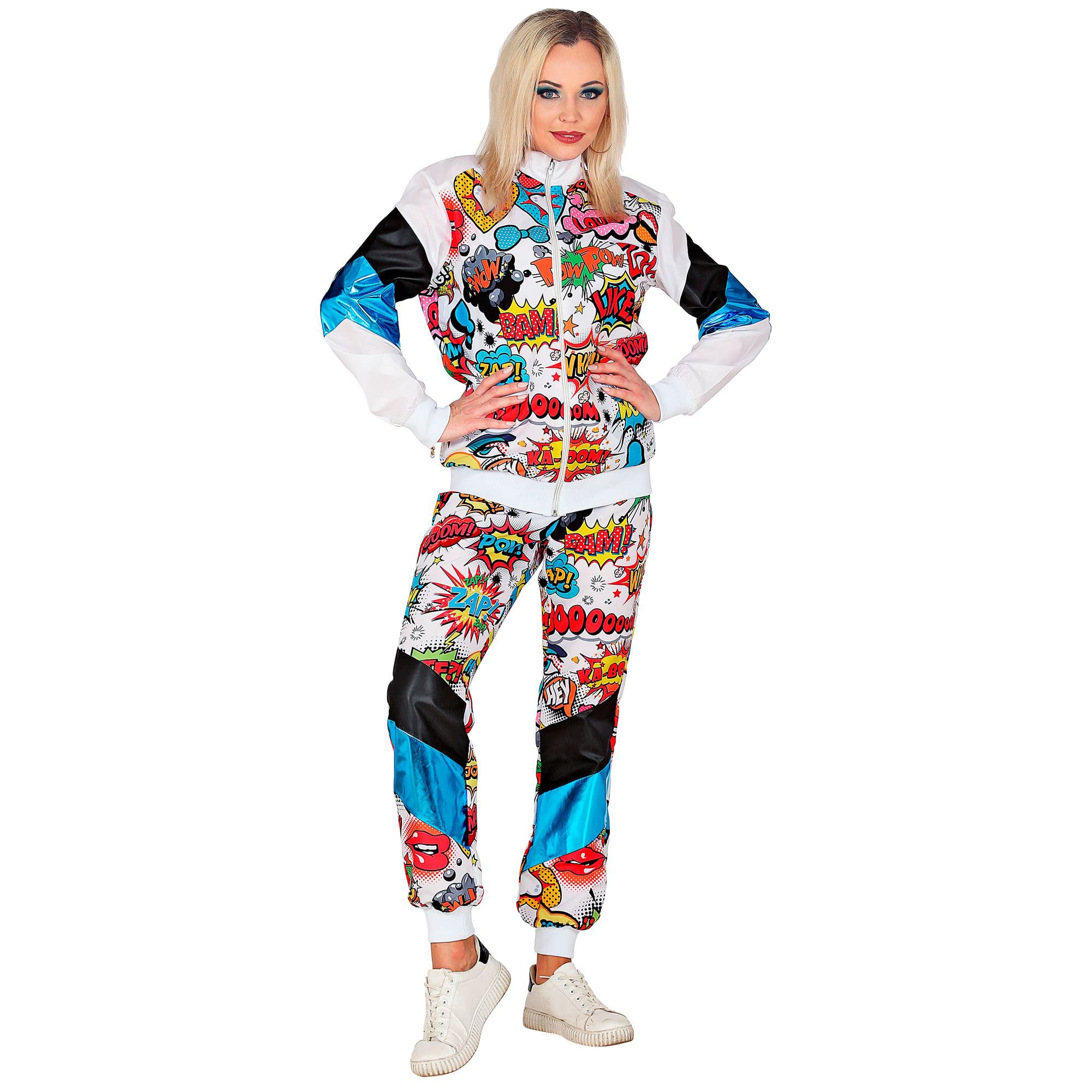 W WIDMANN MILANO Party Fashion - Disfraz de chándal, motivos, EE. UU., atuendo de los años 80, chándal para carnaval y fiestas