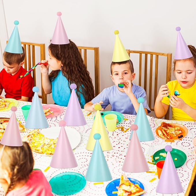 Sombreros de fiesta arcoíris 48pcs pastel para cumpleaños y baby shower miniatura 7