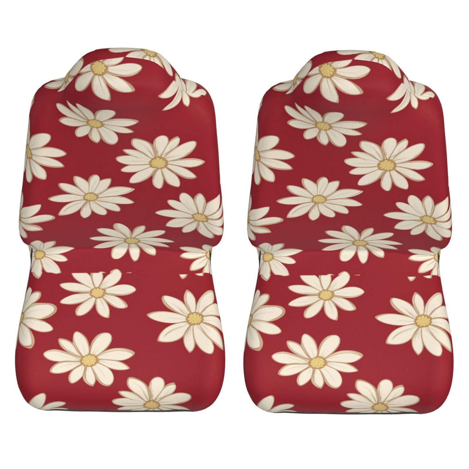 Mexpekil 2 coprisedili per auto, motivo margherita, colore beige, protezione completa per sedili auto, accessori per interni auto, per uomini e donne