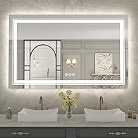 Vista 206 de WTTY LED Bathroom Mirror 32"x32" with Backlit and Front Light,Stepless Dimmable LED Mirror for Bathroom,Anti-Fog Lighted Bathroom Vanity Mirror