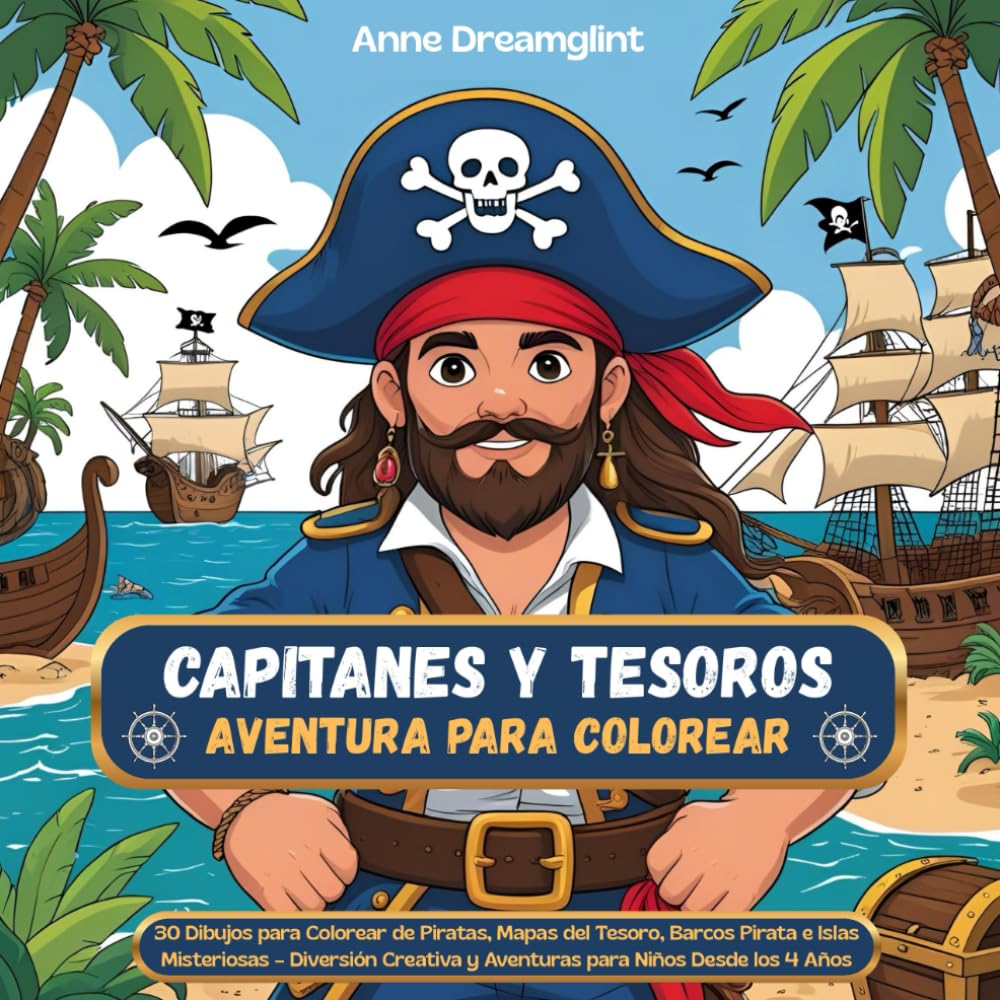 Capitanes y Tesoros - Aventura para Colorear: 30 Dibujos para Colorear de Piratas, Mapas del Tesoro, Barcos Pirata e Islas Misteriosas – Diversión ... creativos para los pequeños aventureros!)