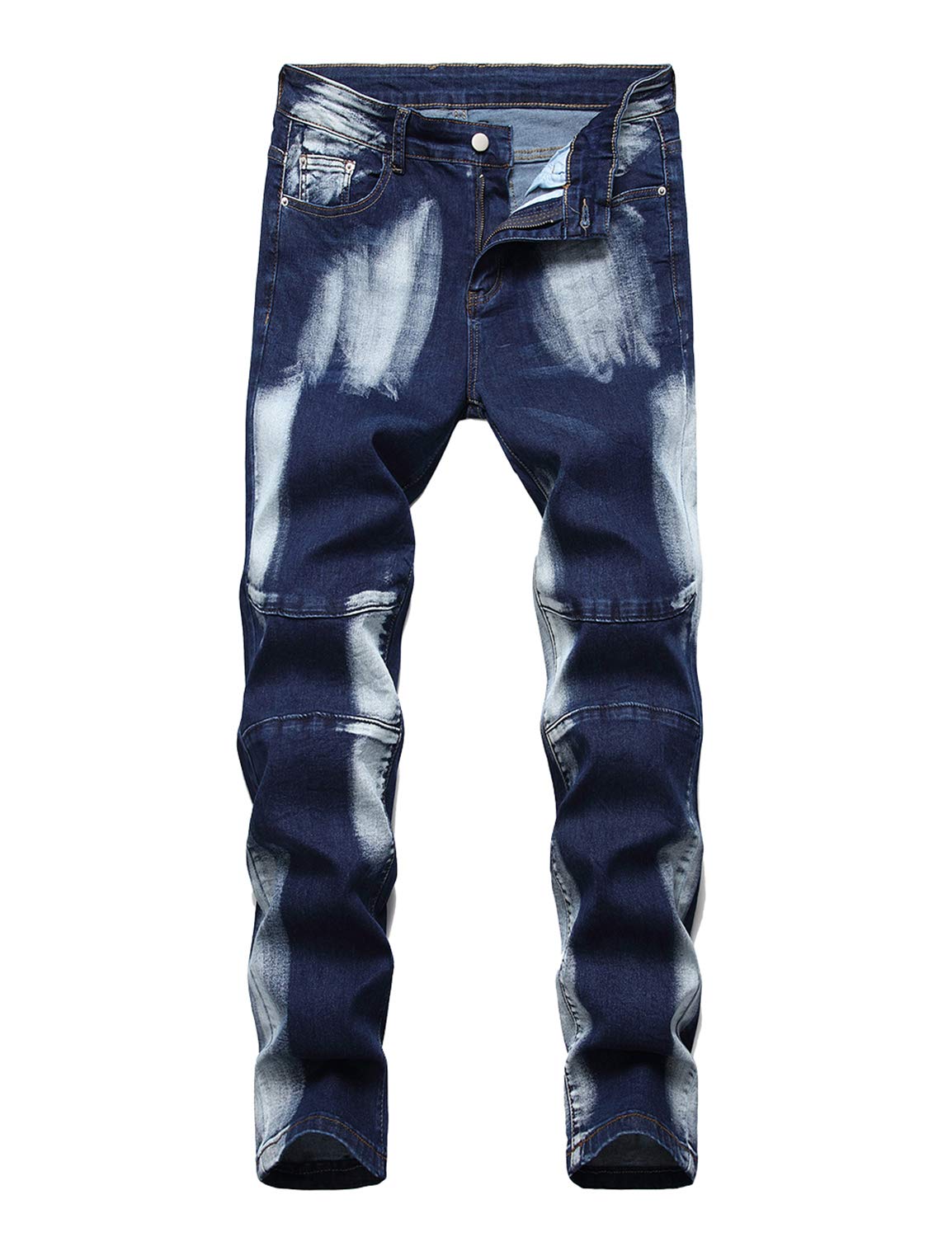 Baylvn Men's Casual Ripped Skinny Distressed Slim Fit Holes Biker Jeans - Blue - 32