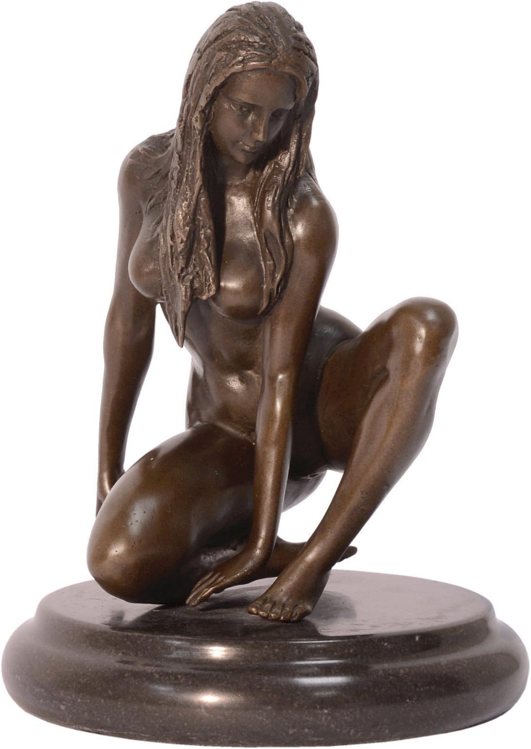 Hot Cast Bronze Erotic Sculpture Nude Nude Naked Woman Erotic Sculpture Marble Base Statue Art Dekot Ration Femme FATAL20 cm