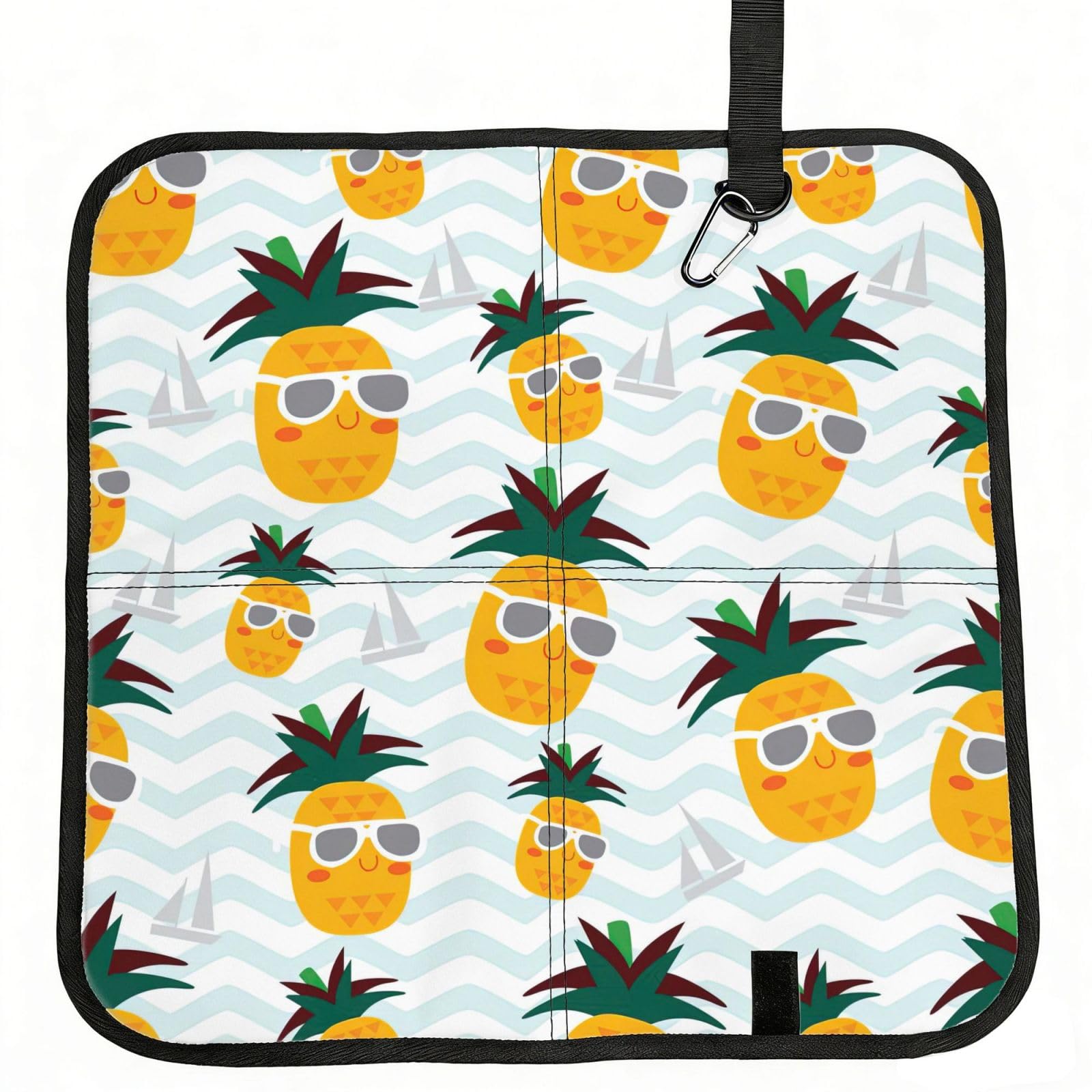 PPHGUT Cute Pineapple Print Foldable Seat Cushion Waterproof Portable Chair Pad Travel Outdoor Picnic Camping
