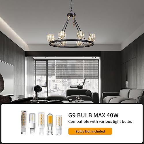 Miniatura 6 de Candelabro de cristal de 8 luces, accesorios de iluminación para comedor, casa de campo, con ruedas de carro, lámpara colgante de techo, lámpara