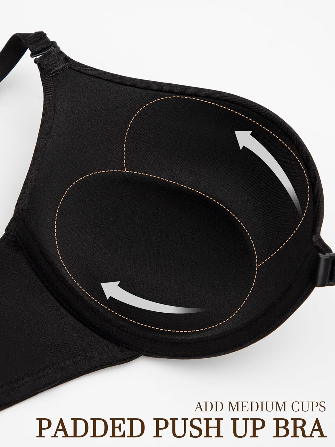 Women's Front Closure Bra Push Up Padded Add Cup Demi Plunge Bras with Underwire Lift T Shirt Smooth Bralette - Image 3