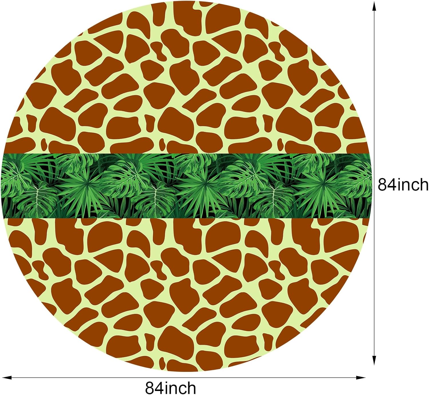 Oudain Round Jungle Safari Tablecloth Animal Print Table Cover Tropical Leaf Tiger Zebra Giraffe Print Table Cloth Wild Decoration for Zoo Party Birthday Baby Shower(Animal Theme,8 Pcs)
