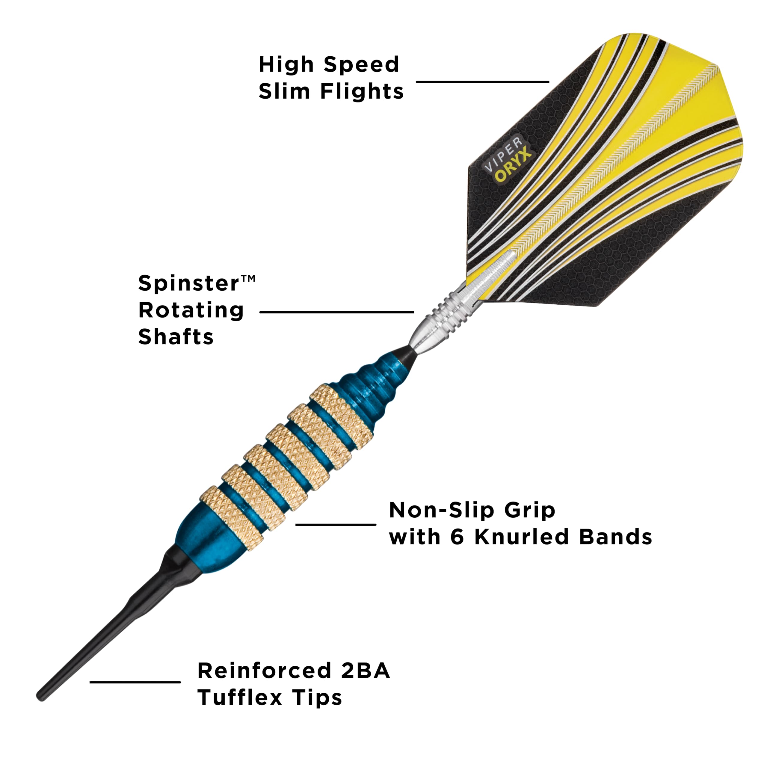 Viper Spinning Bee Dartpfeile mit weicher Spitze, mit Casemaster-Aufbewahrungs-/Reiseetui, 16 g