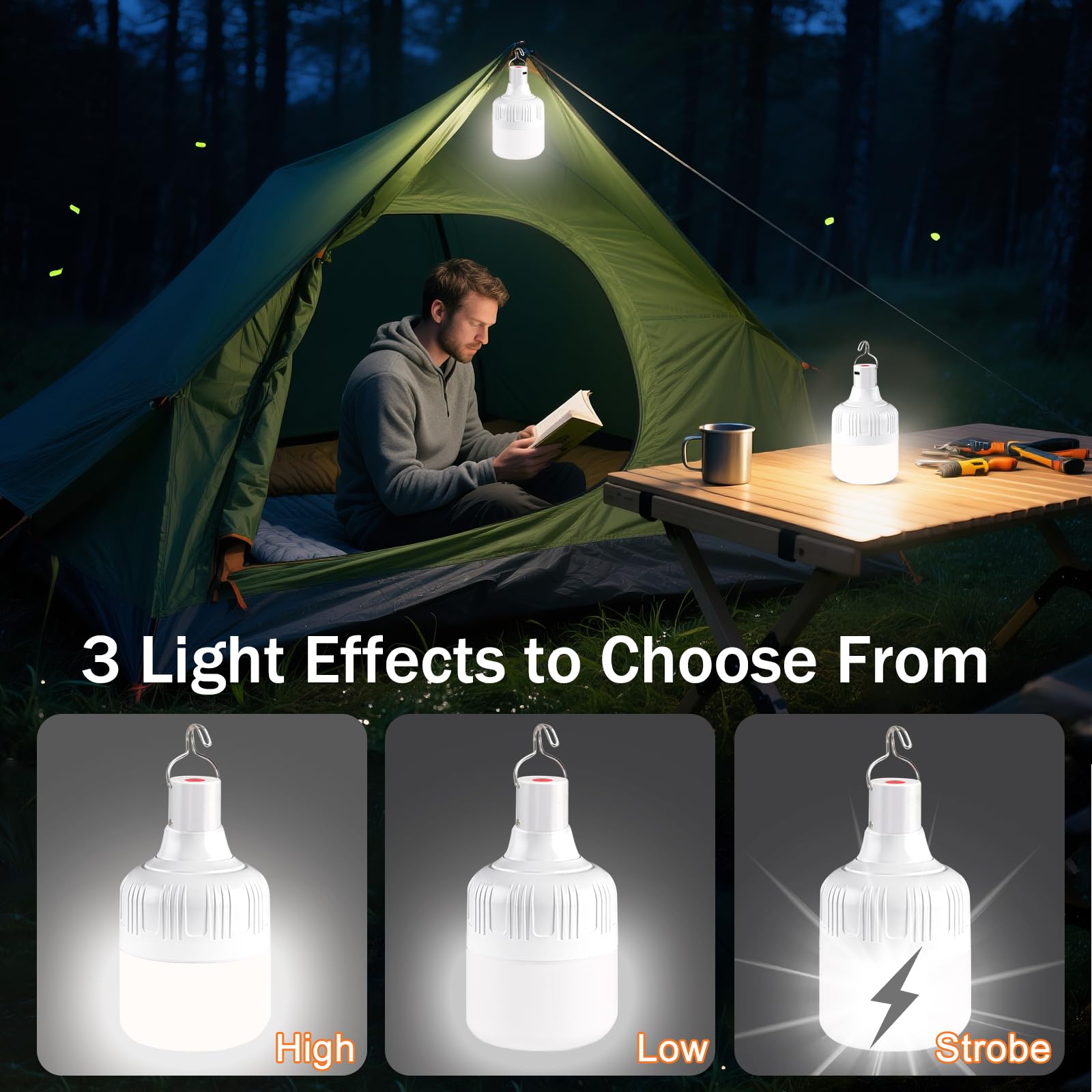Lámpara Camping USB Recargable LED Portátil 3 Modos Impermeable