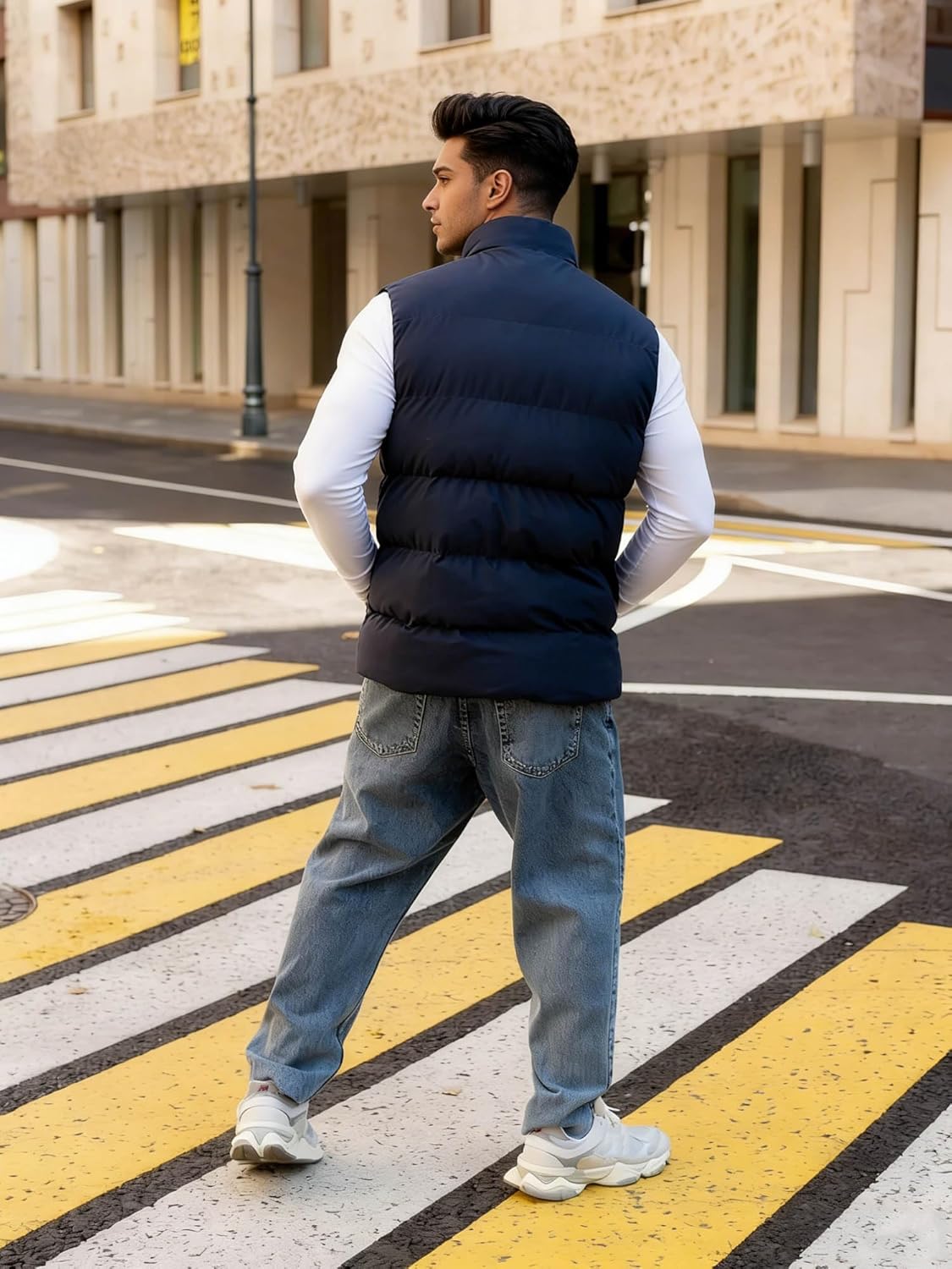 LINMYZAI Men's Puffer Vest Winter Sleeveless Lightweight Jacket Outdoor Warm Zipper Outerwear Vests - Image 5