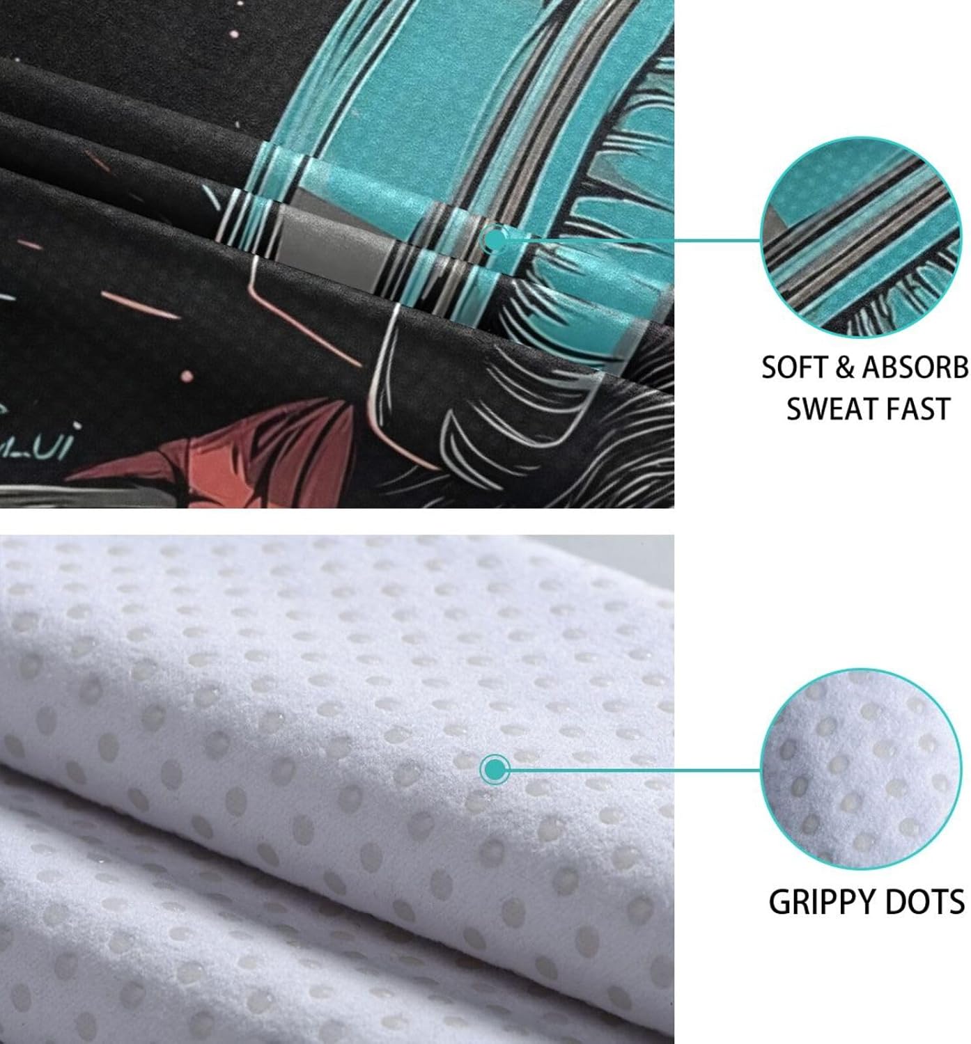 Gorilla Headphone Hot Yoga Towel – Stylish, Non-Slip, Grip Dot, Super Absorbent, 27" x 73" - Yoga Mat Towels for Exercise, Fitness