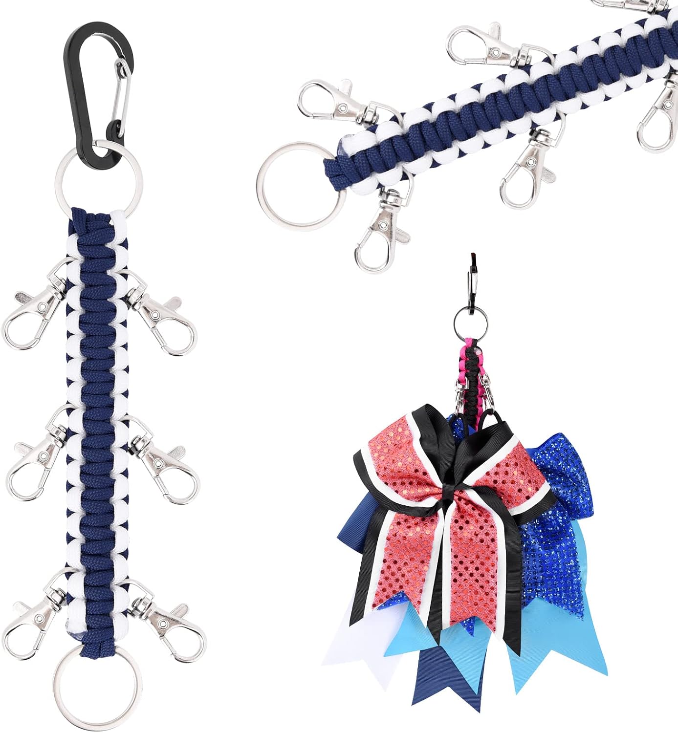 DEEKA Paracord Handmade Cheer Bows Holder for Cheerleading Teen Girls High School College Sports