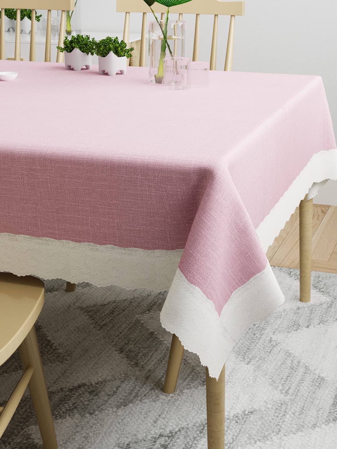 CASA-NEST Rectangular Anti-Slip PVC Solid Plain White Lace (54x78 inch) 6 Seater Centre Table Cover with Exclusive Backing Material-Pink -printed0002 (B0B3MXQ4YP) Amazon Price History, Amazon Price Tracker