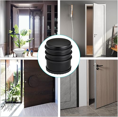 Miniatura 7 de Sumnacon Tope de puerta de piso resistente, sin taladro, tope de puerta de acero inoxidable duradero con goma antideslizante, tope de puerta de