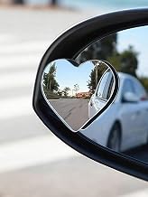 Trendy Heart Shaped Car Blind Spot Mirror 2pcs Frameless 360 Degree Wide Angle Convex Rearview Mirror Parking Assist Aesthetic Auto Accessory Gift (White)