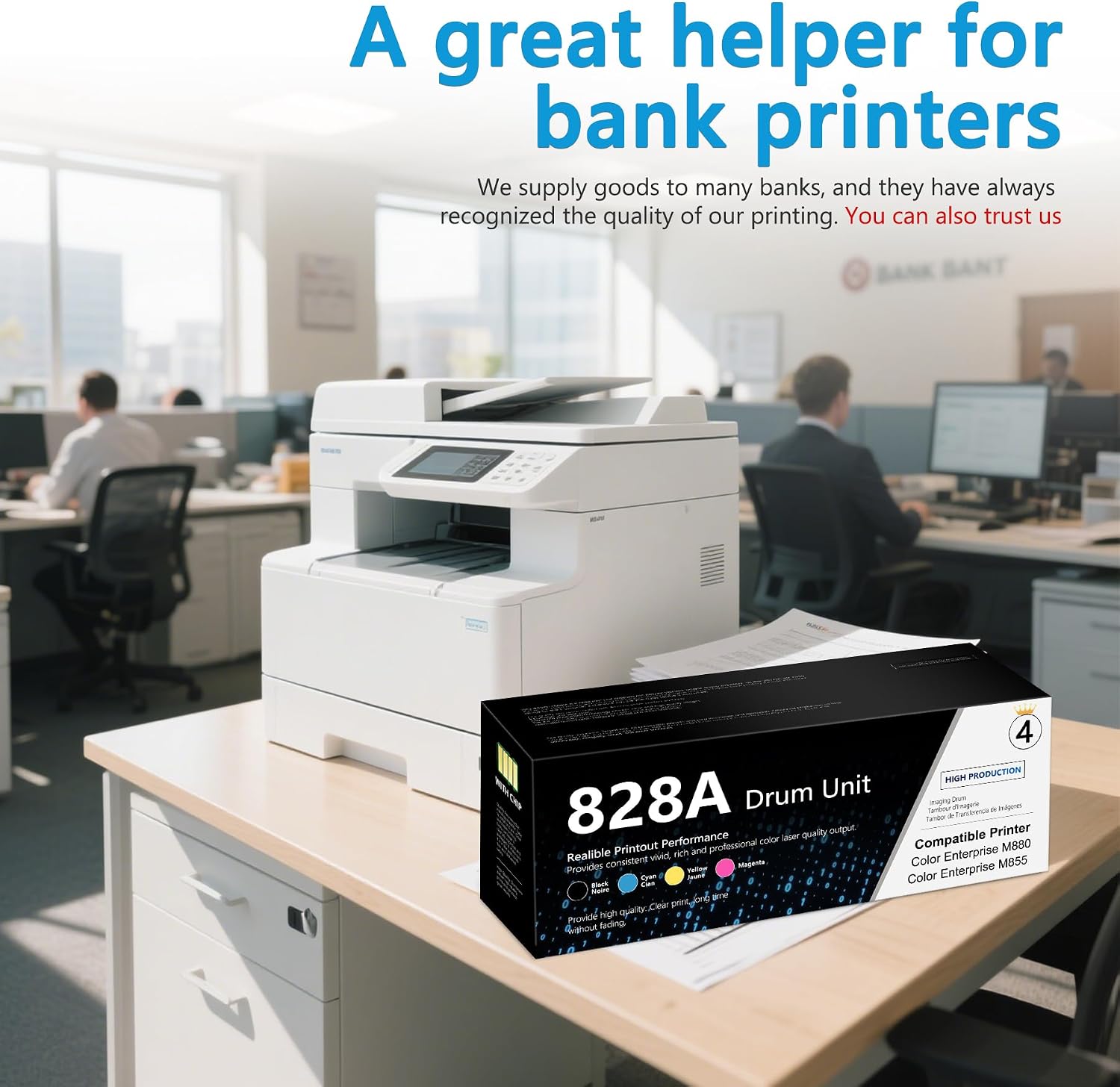 828A Image-Drum Unit Replacement for HP 828A CF358A CF359A CF364A CF365A for Color Enterprise Flow MFP M880 M880z M880z+ NFC Printers (4-Pack, BK/C/M/Y)