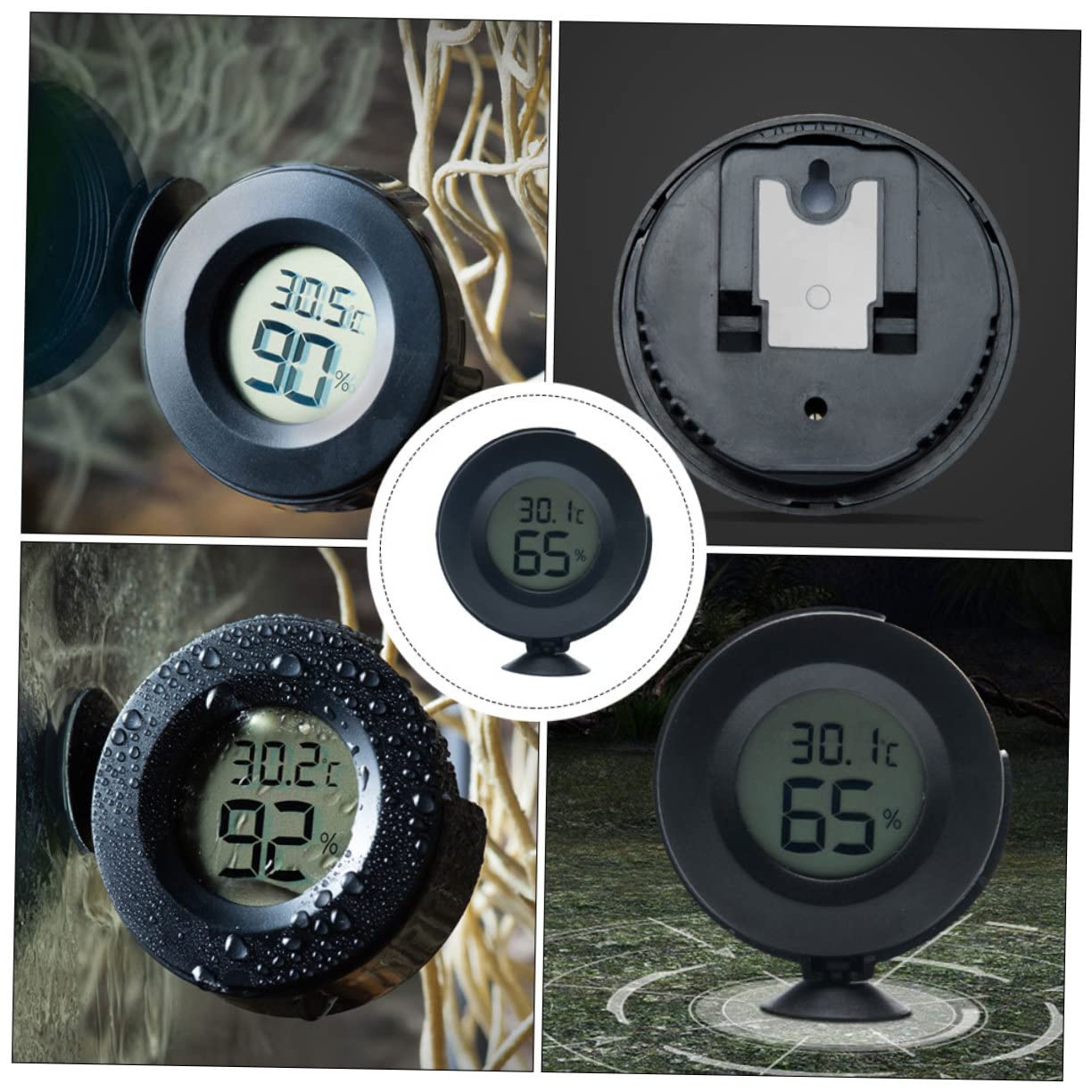 YARNOW 3pezzi Termometro e Igrometro Digitale per Rettili Monitor LCD con Sensore Integrato per Controllo Temperatura e umidità Rotazione Adatto Serbatoi e Terrari