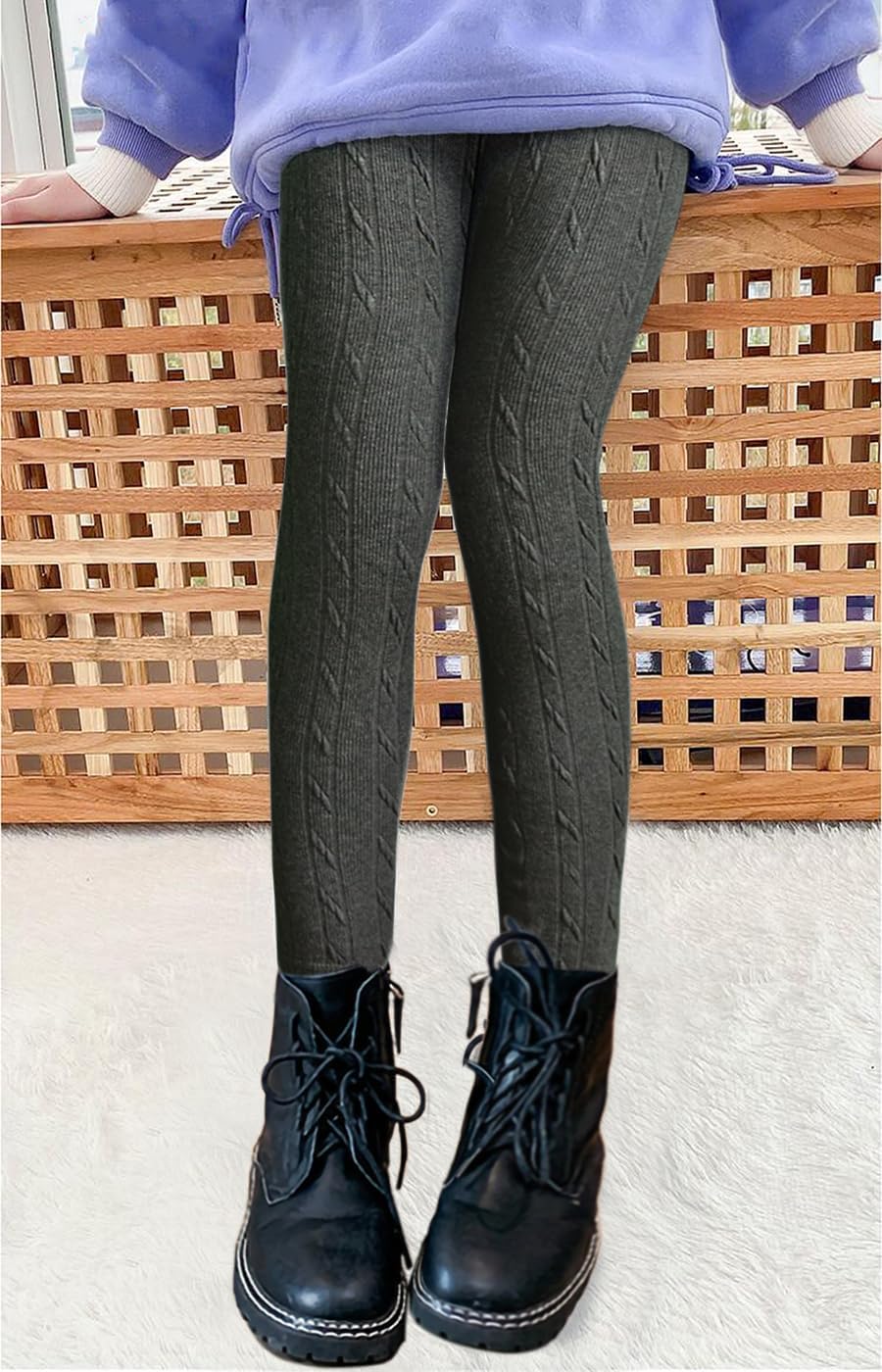 KSK KAISHEK Girls' Winter Stretch Warm Thick Fleece Lined Leggings Full Length Comfortable Tights Pants 4-13 Years - Image 3