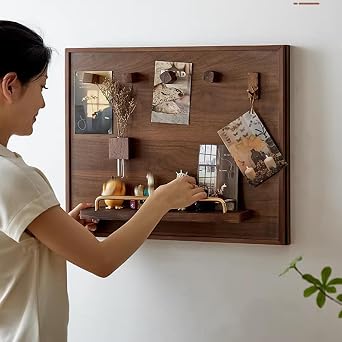 Solid Wood Breaker Box Decorative Cover with Shelf, Flip-Up Electrical Panel Cover Decorative, Fuse Box Cover Cabinet for Home Room Wall Decoration(Brown,21.7x17.7in/55x45cm)