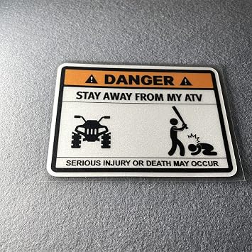 Warning Stay Away from My ATV Car Stickers Serious Injury Graphics Wrap Decal Creative Bumper Scratch Cover Tape 13x9.3cm