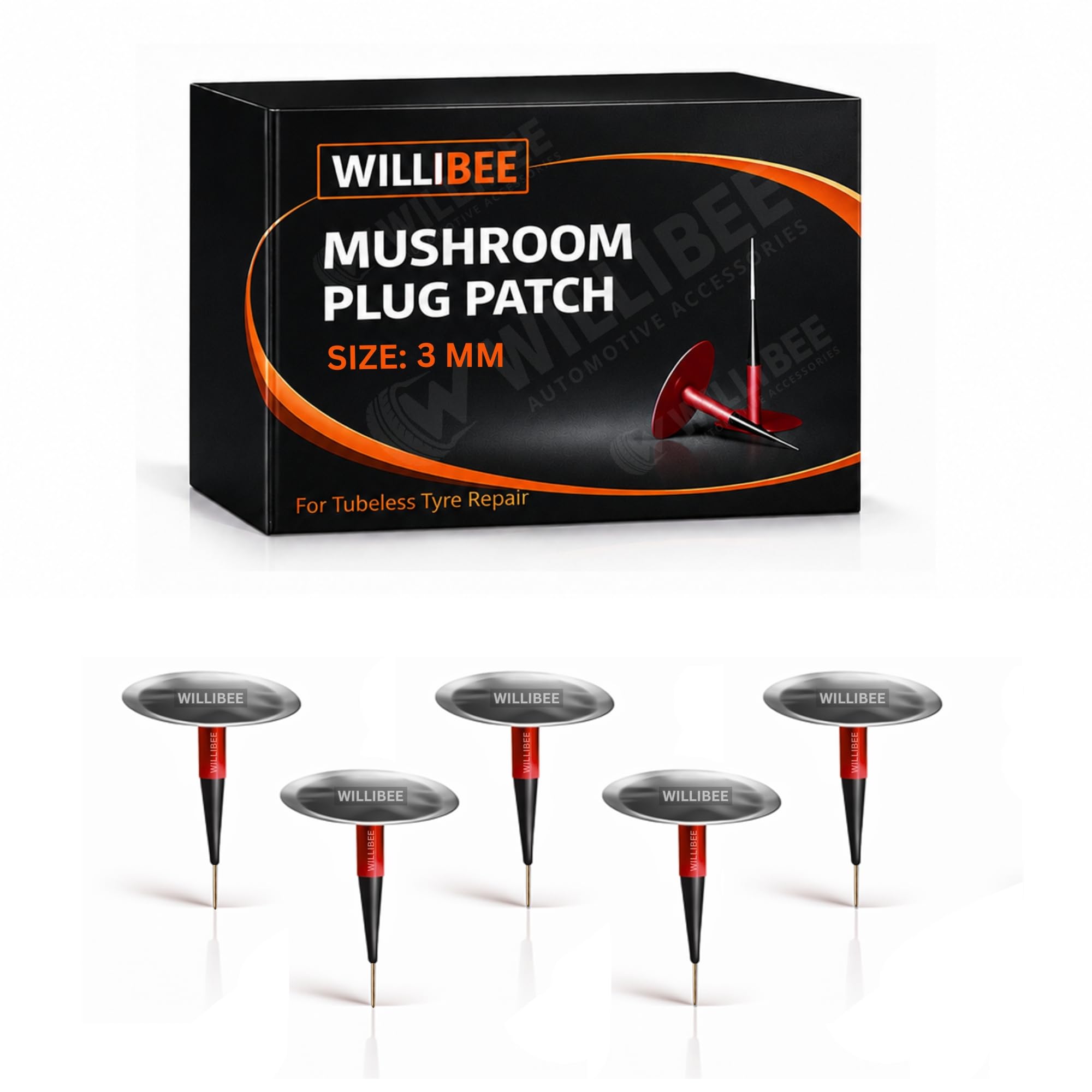 WILLIBEE Mushroom Puncture Kit for Tubeless Tyre | Mushroom Puncher Kit for Bike & Car | Tire Puncher Repair Patches (3 MM, 5 Pcs)-picture-26