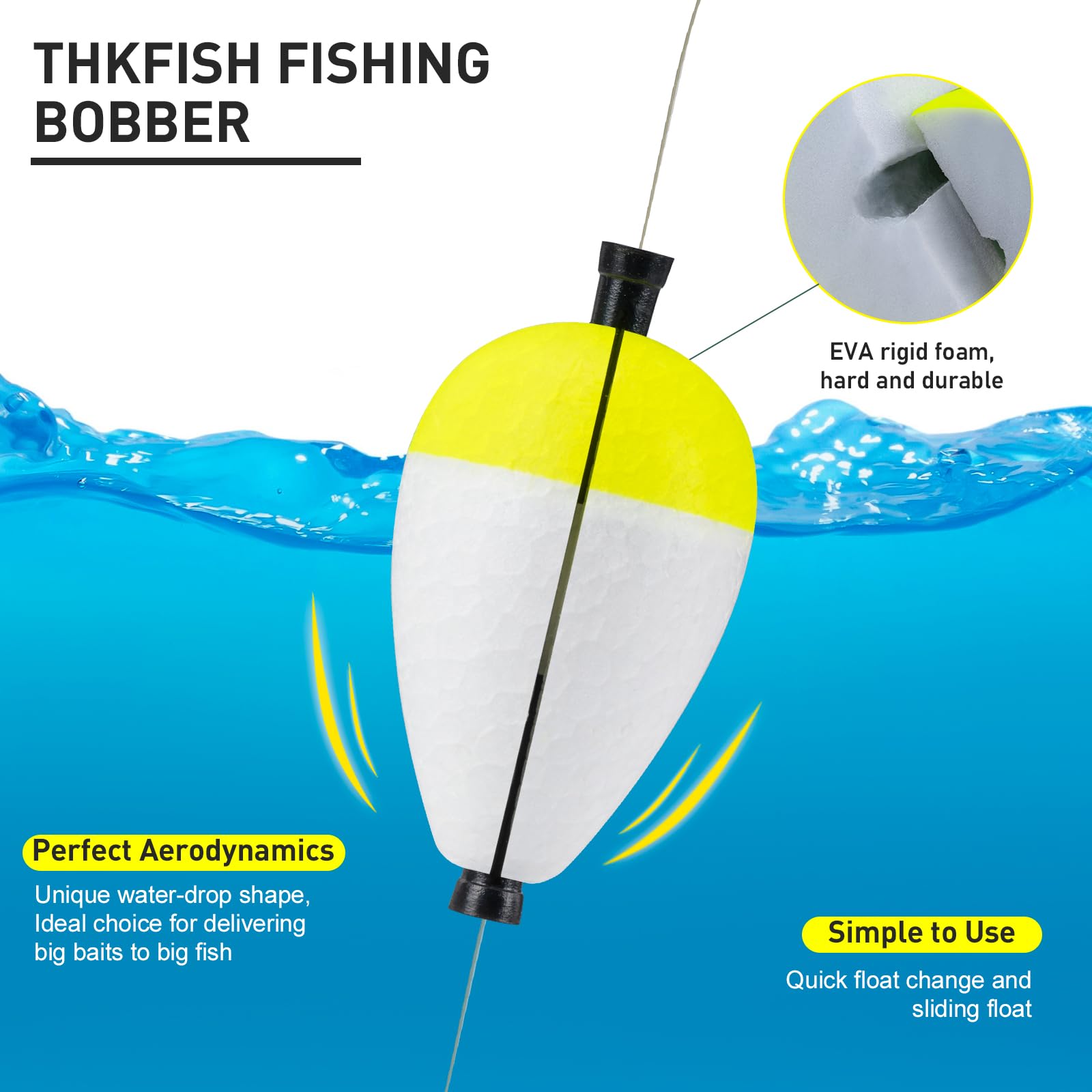 THKFISH Peg Floats Slotted 12PCS Catfish Fishing Floats Foam Slip Bobbers for Fishing Santee Rig Crappie Panfish Bass Trout, 1.2in 2in