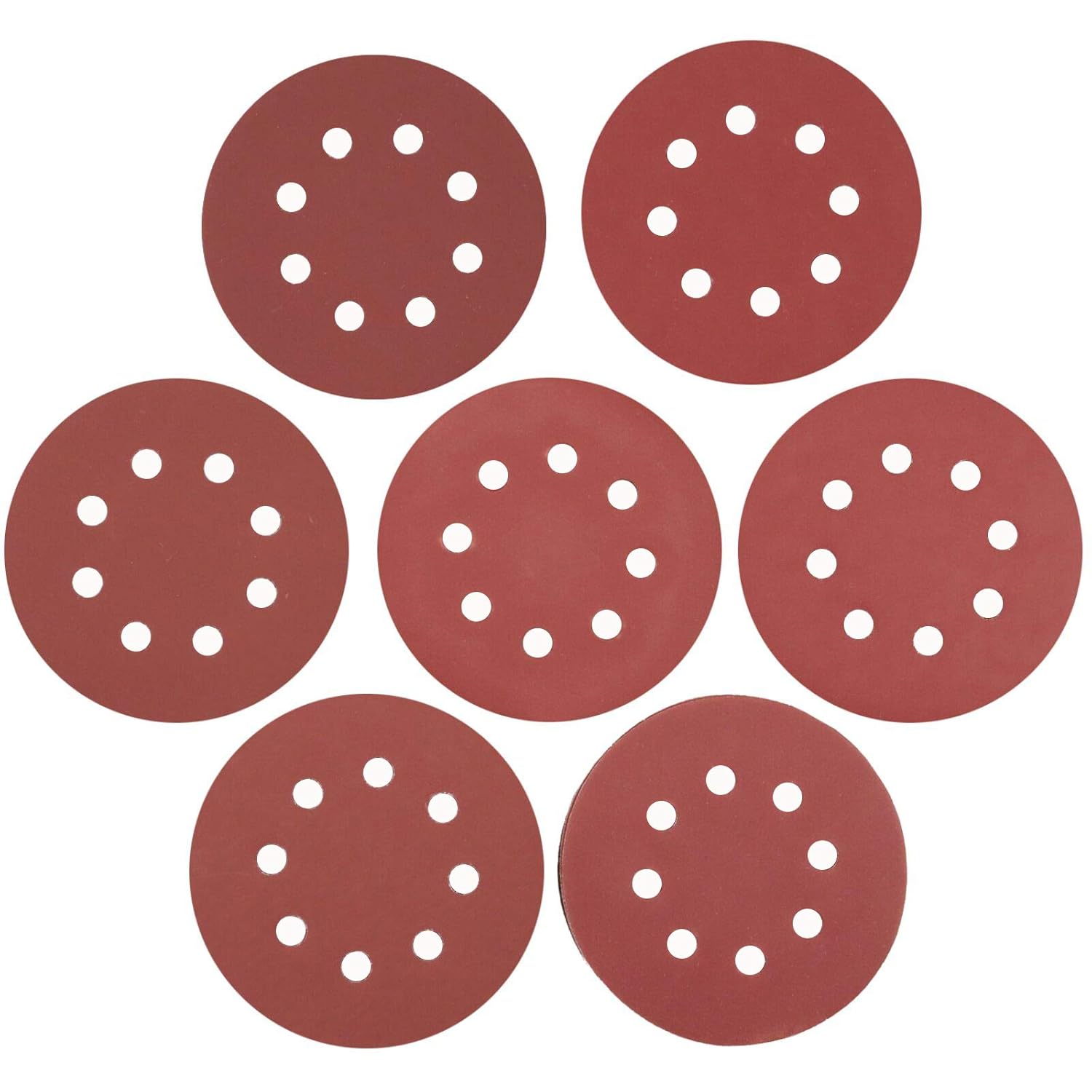 70Pcs Sanding Discs 5 Inch 8 Holes Hook and Loop Sandpaper Round Sander