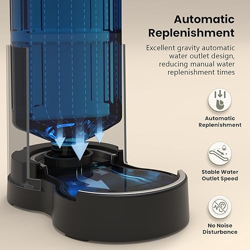 Miniatura 5 de CZPET Dispensador automático de agua para gatos de 4 litros135 onzas con cuenco de acero inoxidable, bebedero por gravedad para perros pequeños,