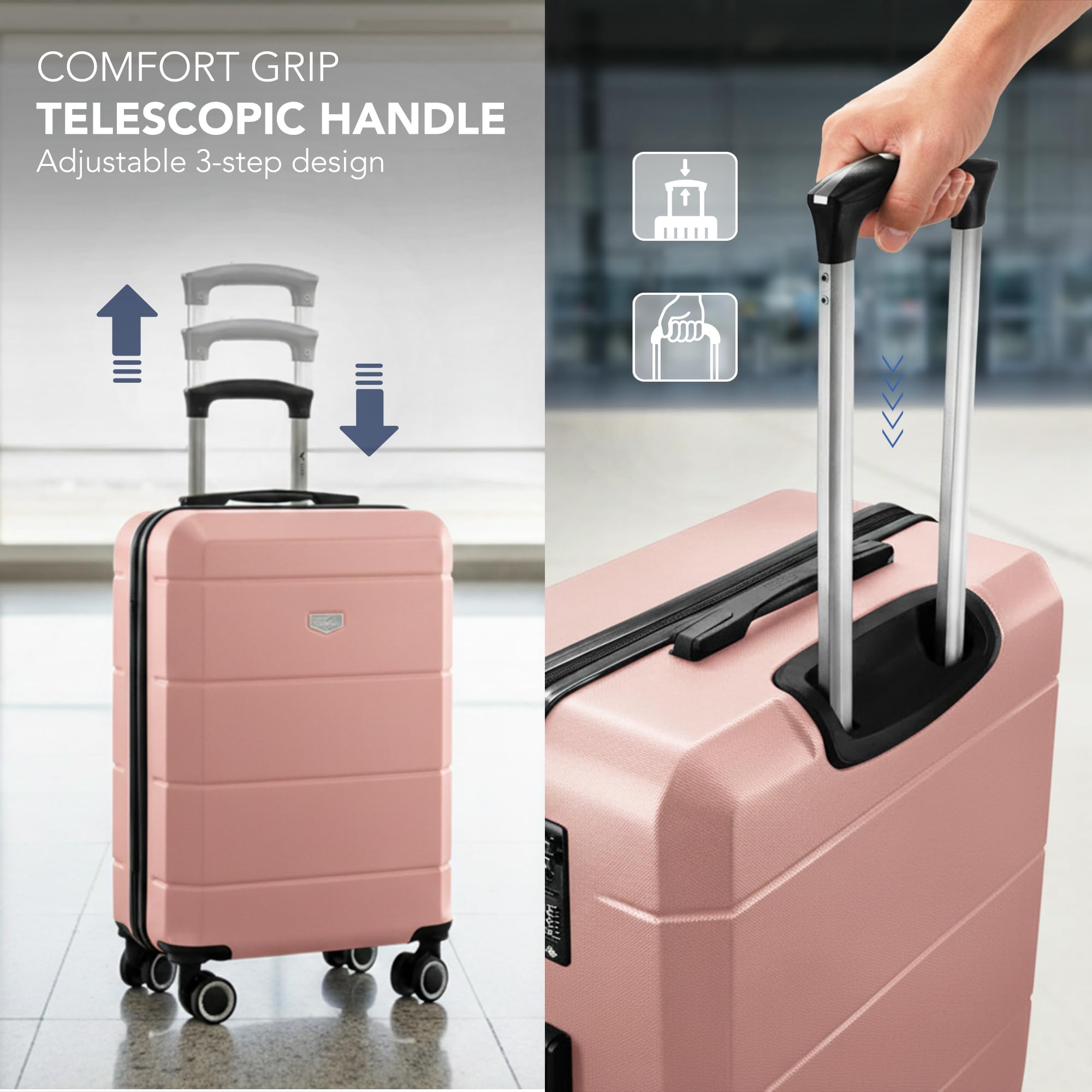 LUGG - Jetset 40cm Suitcase - 40x30x20cm- Ryanair Compatible - Underseat Size - Hard Shell ABS - Spinner & Removable Wheels - Lightweight Travel Luggage- Cream/Brown — view 200