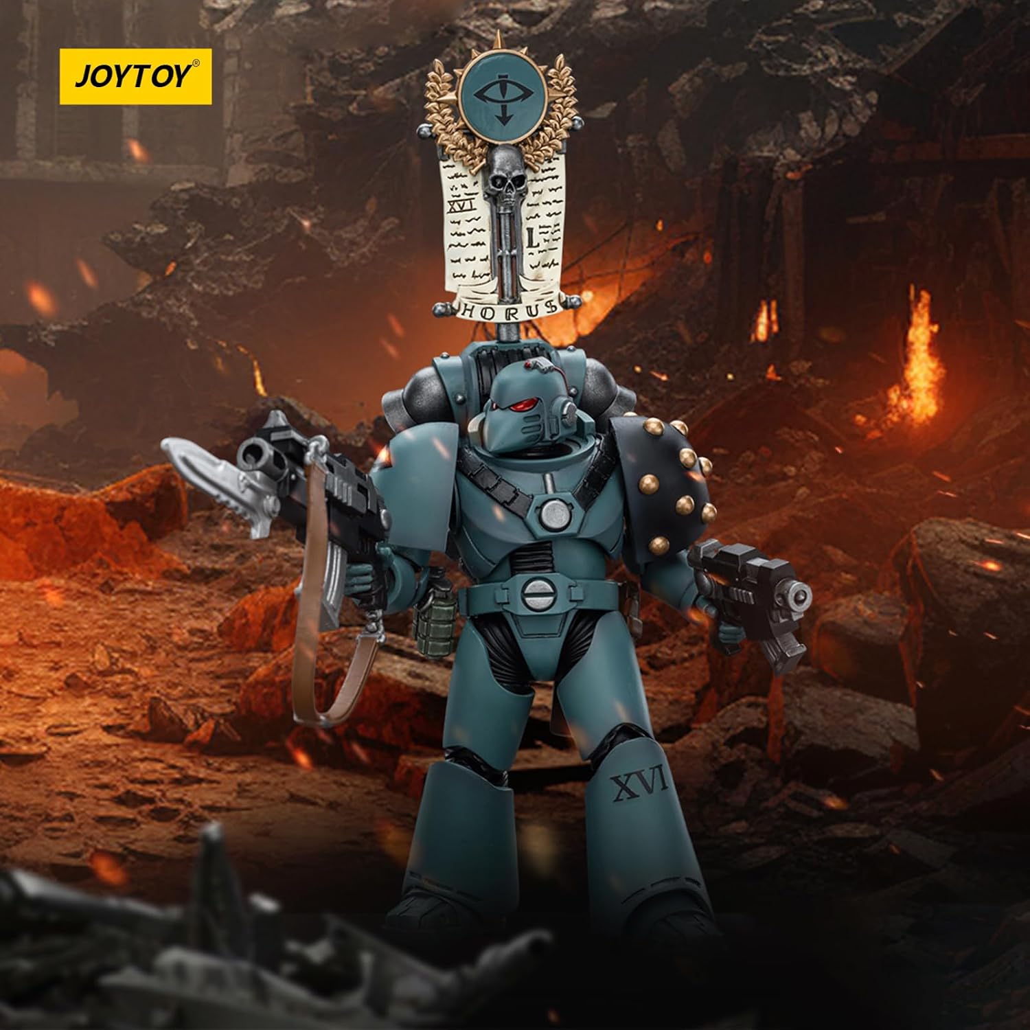 JOYTOY Warhammer 40K The Horus Heresy, JT9480 Sons of Horus MKVI Tactical Squad Legionary with Legion Vexilla 1/18 Action Figures