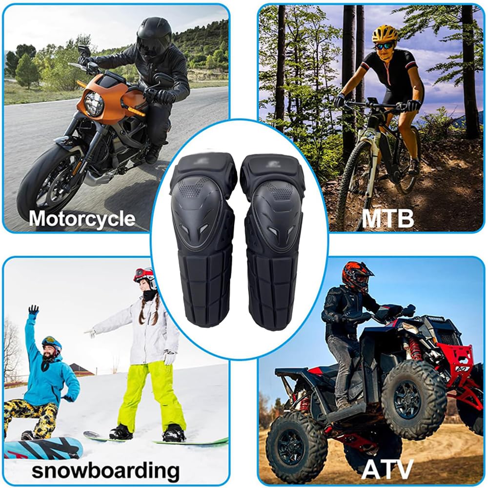 Ginocchiere Motociclistiche, Ginocchiera Protettive con Guscio Protettivo in PE e Imbottitura Morbida per Snowboard, Motocross, Mountain Bike