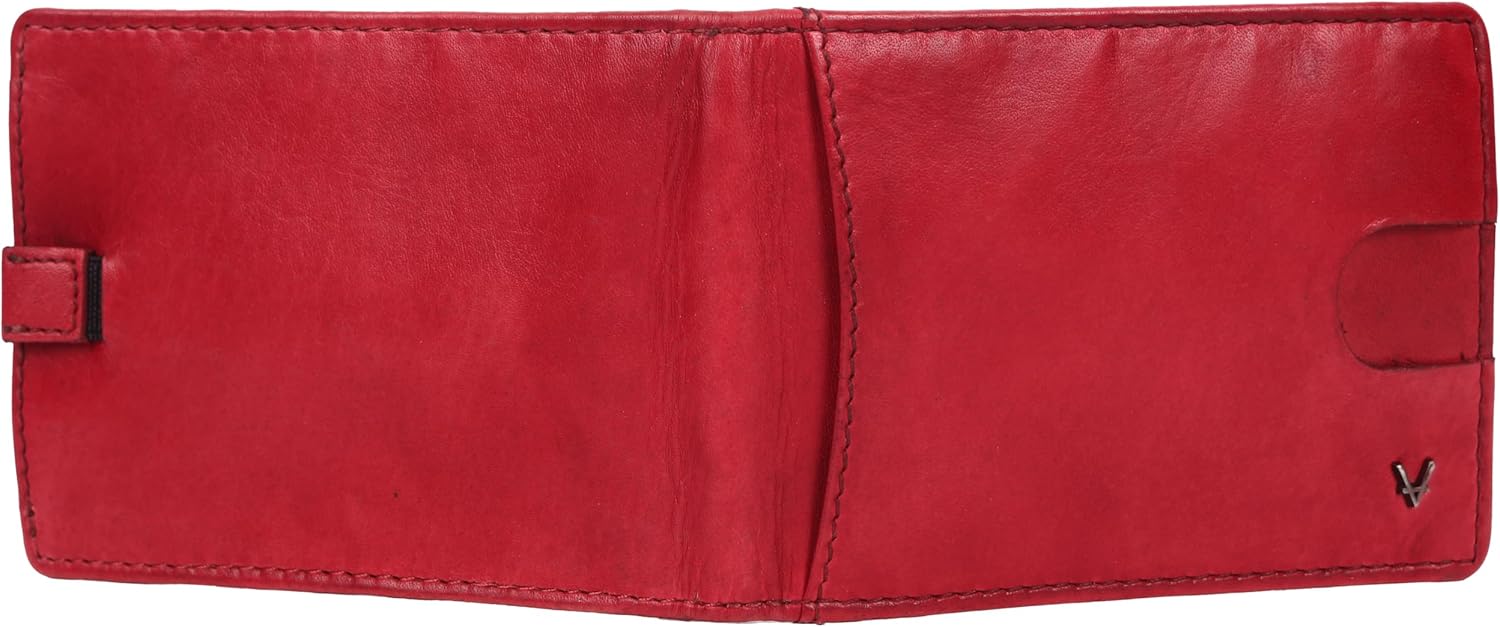Unisex Genuine Leather RFID-Blocking Wallet Bifold Card Holder: Sleek Design for Style, Functionality & Ultimate Security (Red) - Image 8