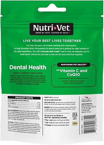 Miniatura 7 de Nutri-Vet Masticables suaves para la salud dental para perros  Ayuda a controlar la placa y la acumulación de sarro  Sabor natural de humo de nogal