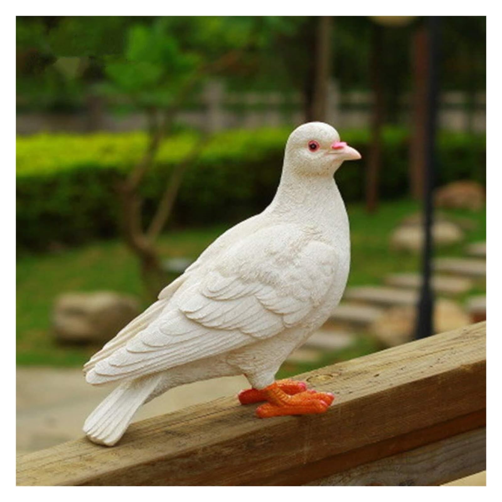 Statue de pigeon en résine Yofab blanche pour décoration de jardin extérieur