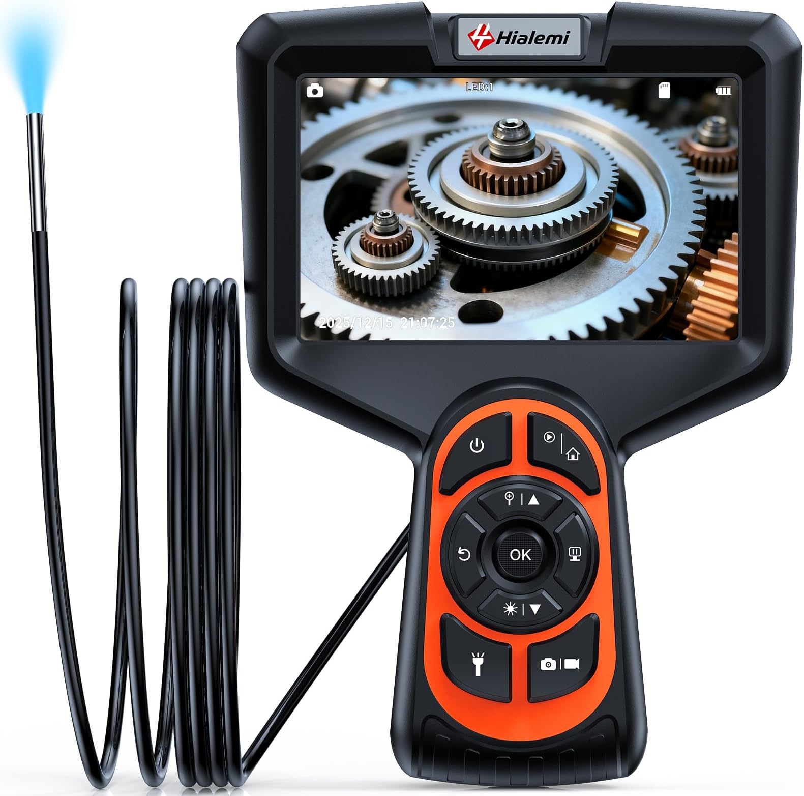 3.9mm Borescope Camera with Light, 5" Industrial Endoscope Camera | 3.9mm Ultra-Thin Probe, 5FT Semi-Rigid Snake, Built-In LED Flashlight for Engine, Automotive, Aircraft, Wall, Pipe Inspection