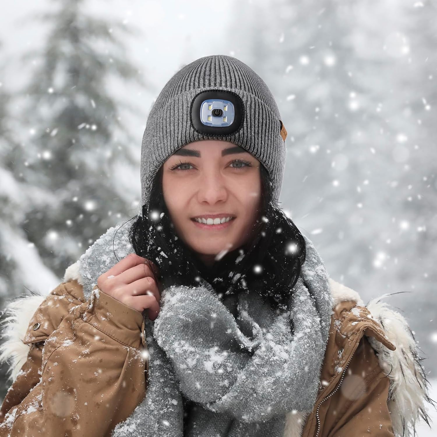 Etsfmoa Hat with Light for Men and Women,Fleece Lined Beanie with Earflaps,Type c Rechargeable LED Caps - Image 6