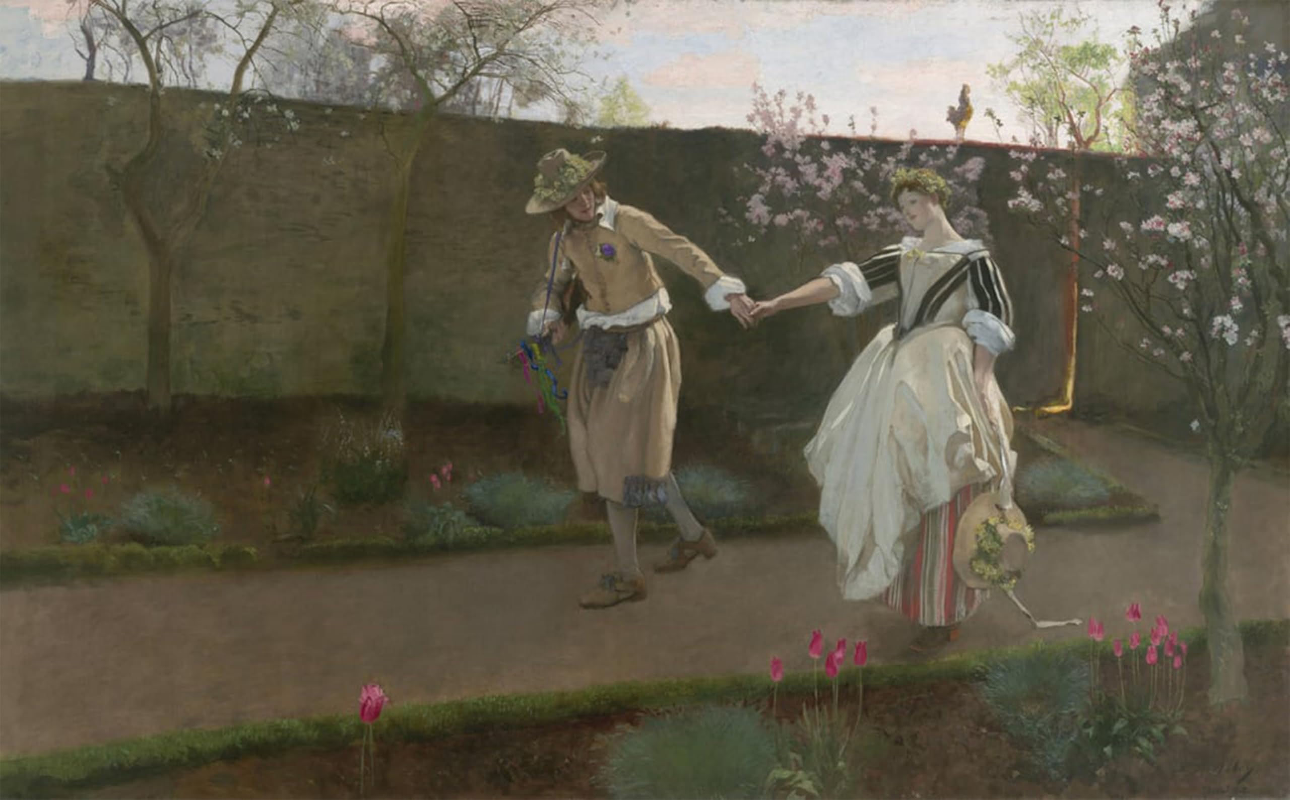 POSTERIIk Vintage Classic Picture Landscape Artwork May Day Morning by Edwin Austin Abbey Portrait Canvas Painting for Office Home Decor 60x90cm