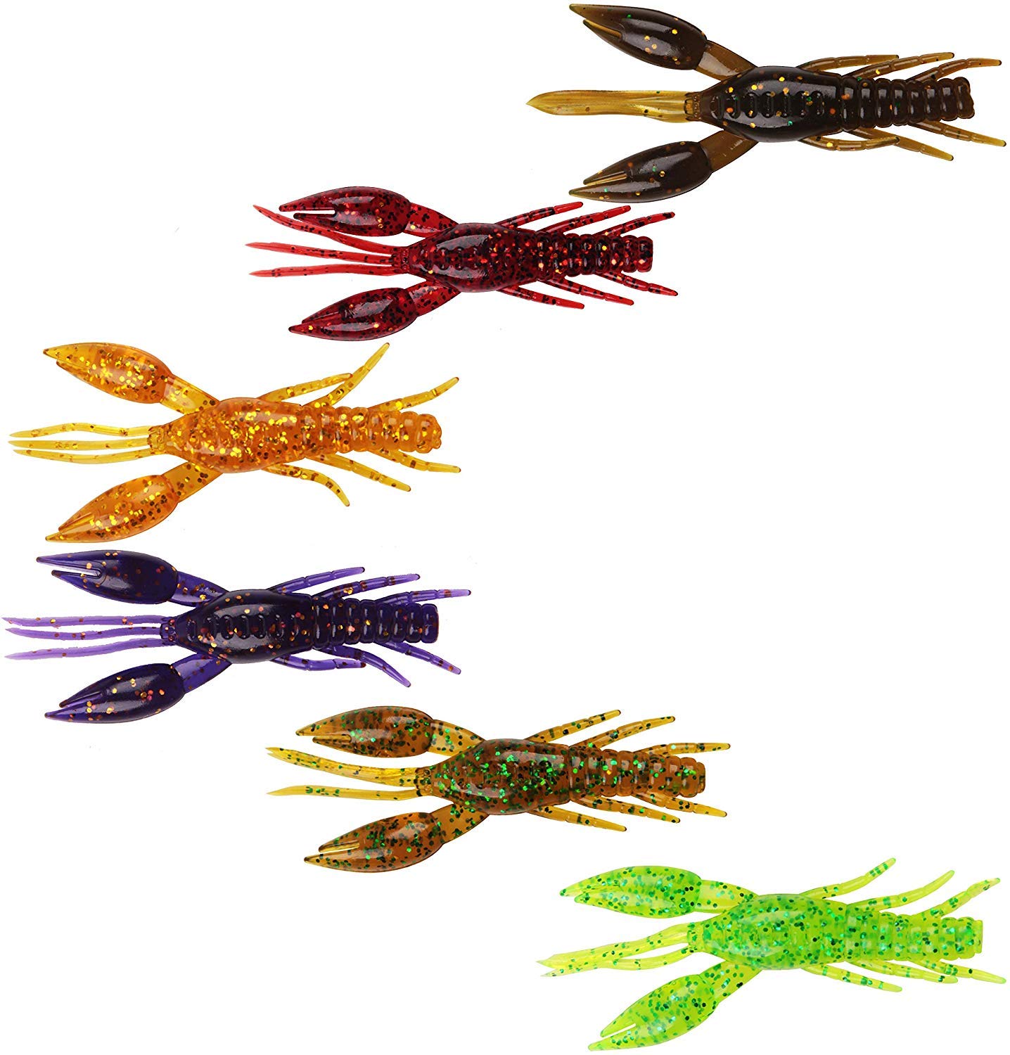 Esche Silicone Morbide Per Pesca - 45 Pezzi Di Gamberetti E Vermi Con Ganci - Action Lenta E Affondante Per Spigola E Predatori