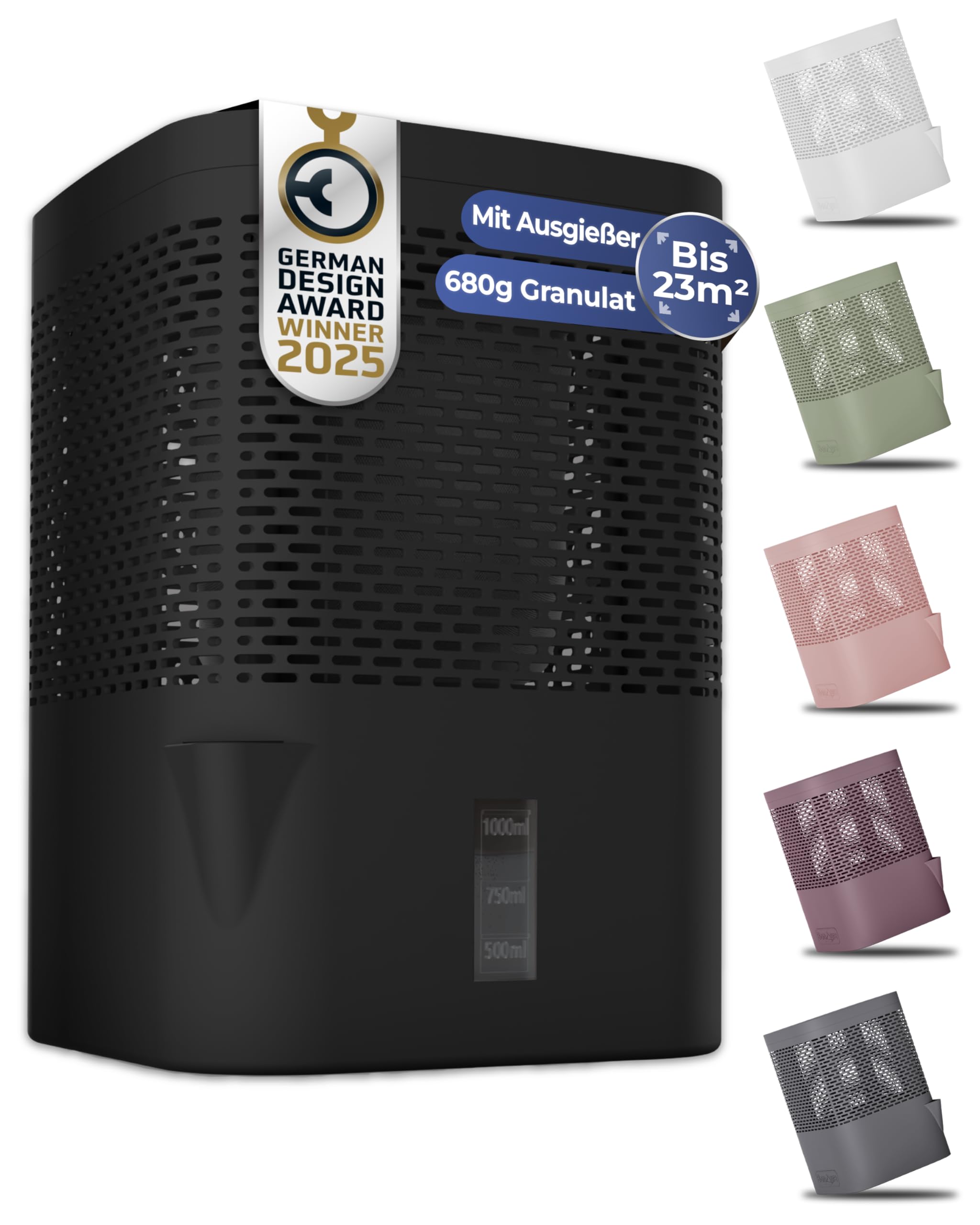 BonAura® Luftentfeuchter ohne Strom - Raumentfeuchter für Keller, Bad uvm. - 680g Luftentfeuchter Nachfüllpack inklusive - Entfeuchter und Luftentfeuchter Granulat im Set - Schutz vor Schimmel