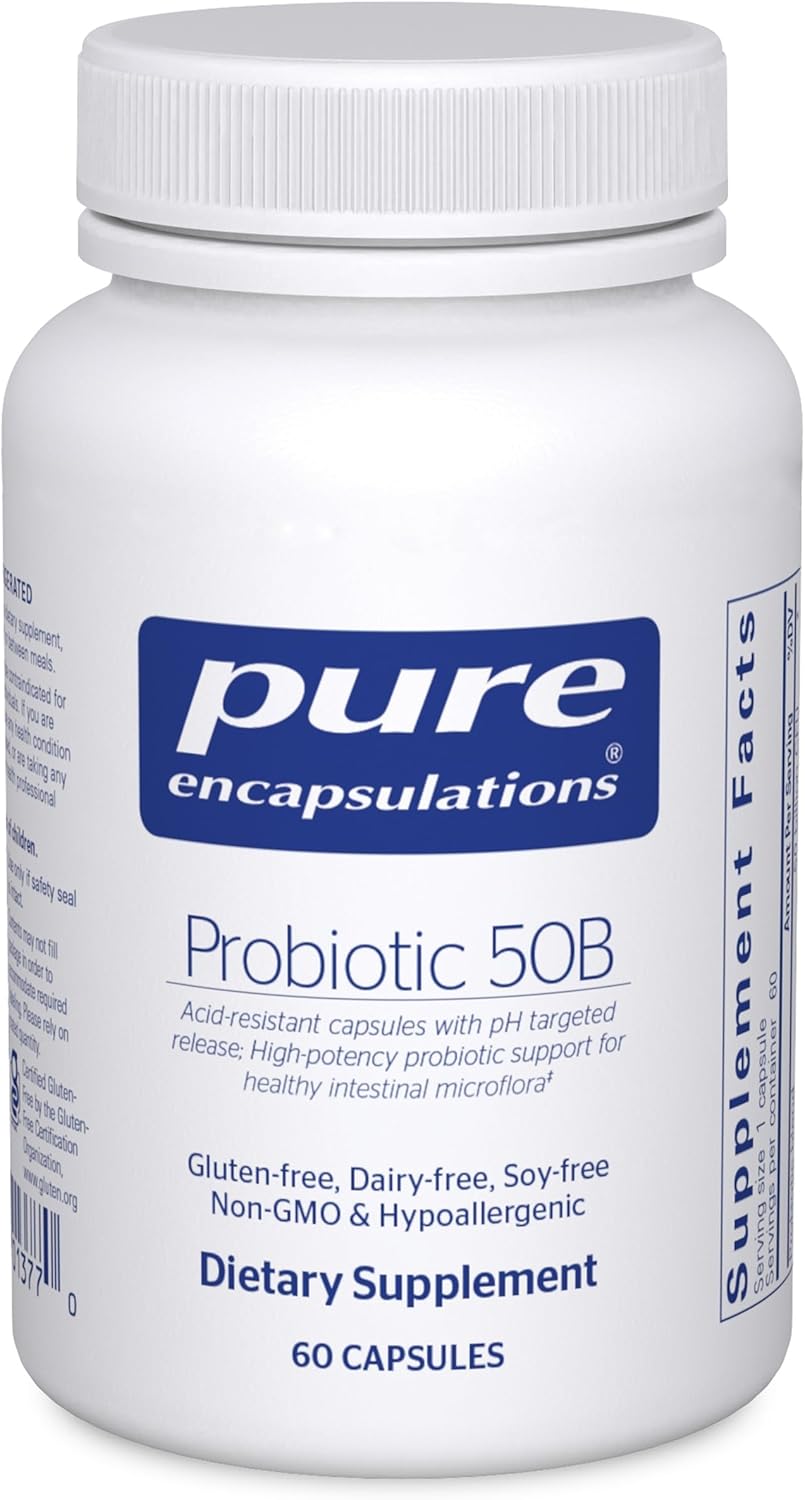 Pure Encapsulations Probiotic 50B - Digestive Health Probiotic - Immune Supplement* - Acid-Resistant Capsules - Gluten Free & Non-GMO - 60 Capsules