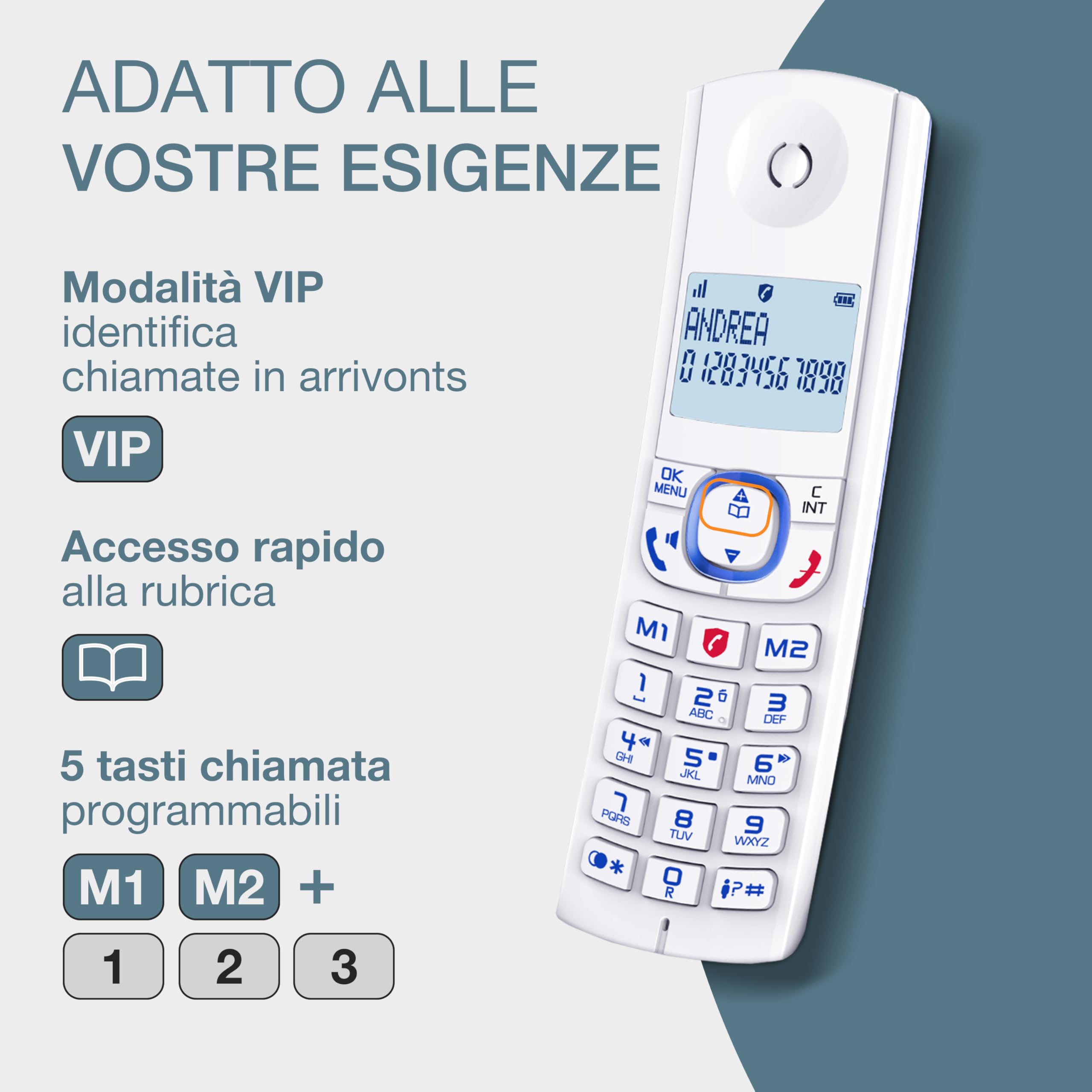 ALCATEL F530 Voice Duo - Telefono fisso cordless DECT con segreteria - Grande display retroilluminato - Vivavoce - Funzione blocco chiamate - 2 tasti di memoria diretta - 2 portatili - Bianco/Blu
