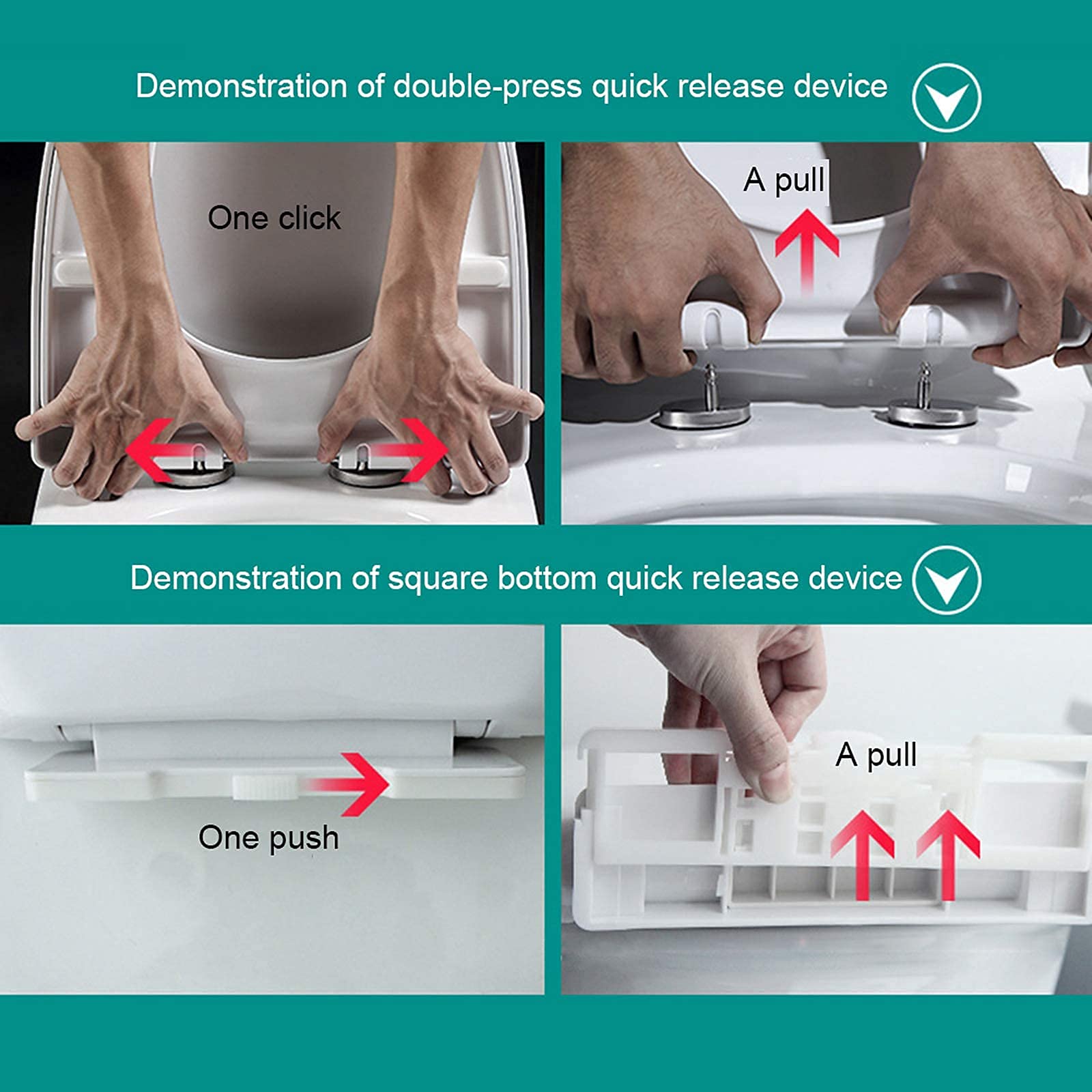 Repuesto para asiento de inodoro, tapa de cierre suave, tapa de liberación rápida, material UF resistente