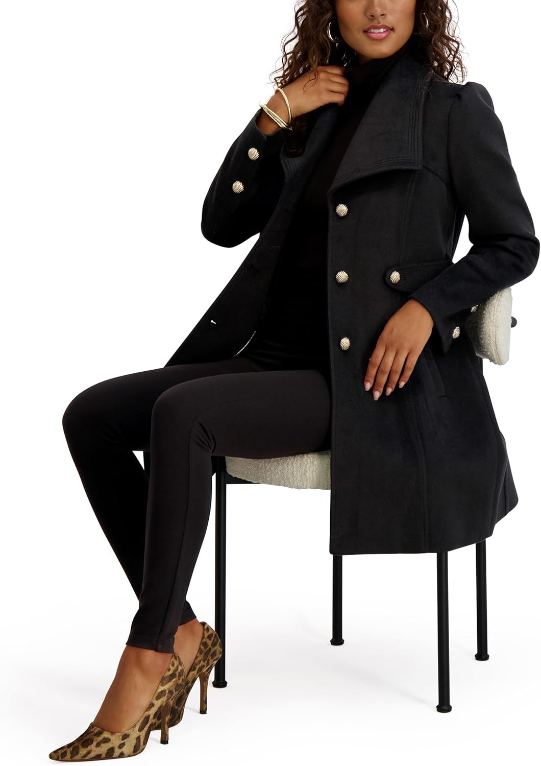 kensie Women's Outerwear Button Up Twill Wool Coat - Image 6