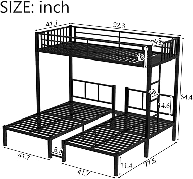 Bellemave L-Shape Triple Bunk Bed with 3 Storage Drawers and Shelves,Metal Bunk Beds Twin Over Twin with Charging Station for Kids,Teens,Adults,White
