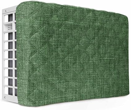 Dark Green Indoor Air Conditioner Cover for Window Units, Vintage Country Farmhouse Minimalist Color Double Insulation Adjustable Waterproof Indoor AC Cover with Elastic Straps 17" x 13" x 3.5"