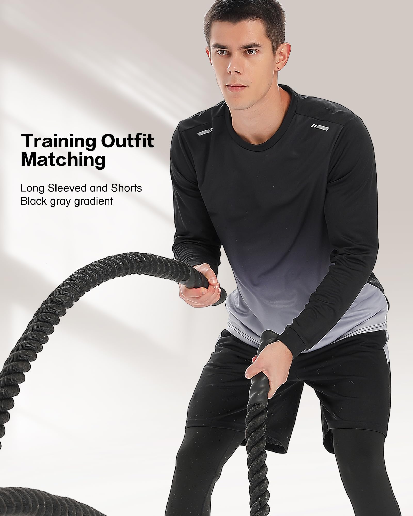 BOOMCOOL Abbigliamento da palestra da uomo magliette da allenamento set abiti da 3 pezzi per corsa, calcio, esercizio atletico, adatto per sport fuori T